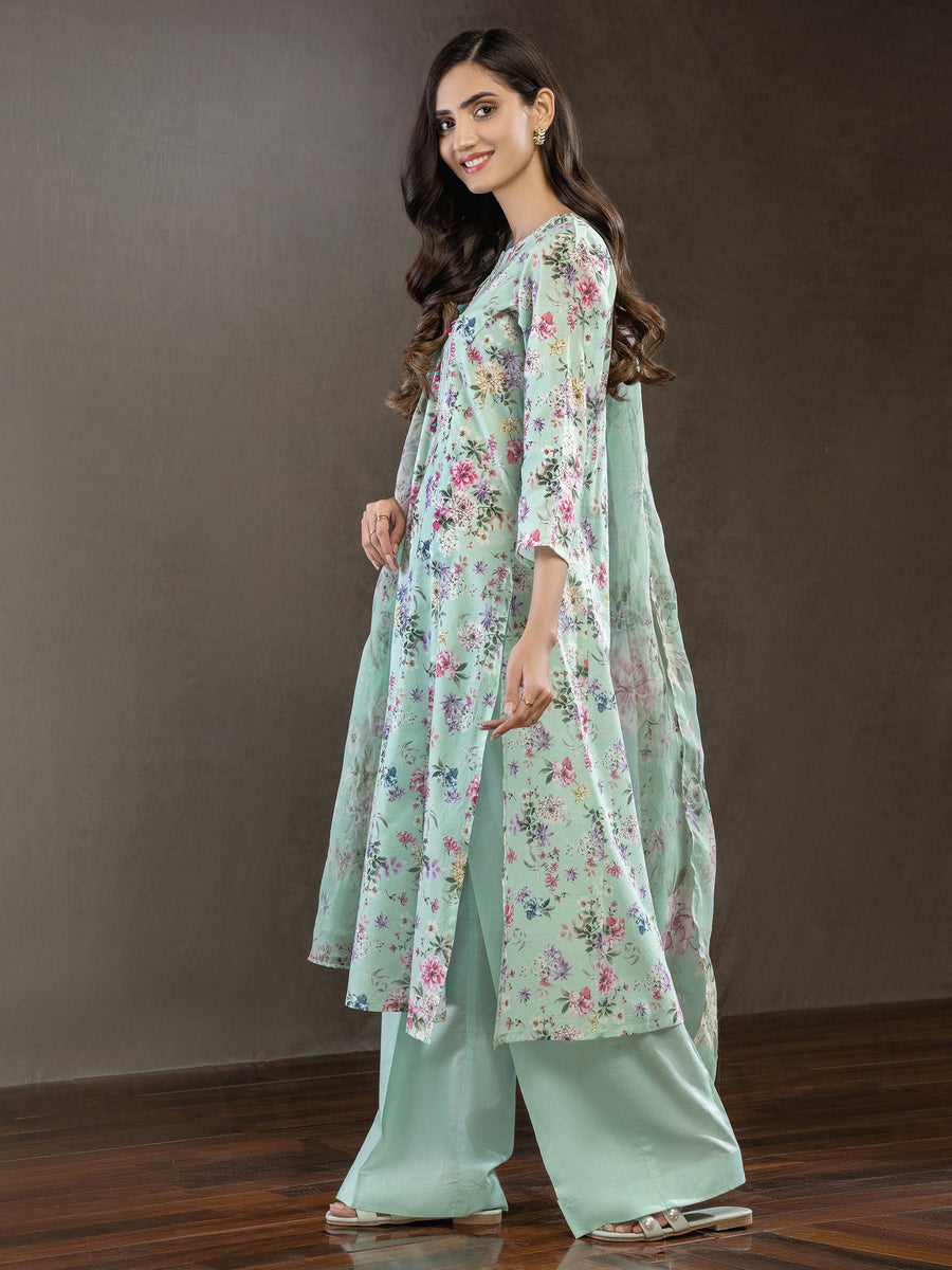 LimeLight Summer Unstitched Printed Lawn 3 Piece Suit U2452 Aqua