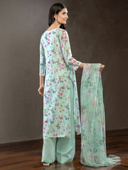 LimeLight Summer Unstitched Printed Lawn 3 Piece Suit U2452 Aqua