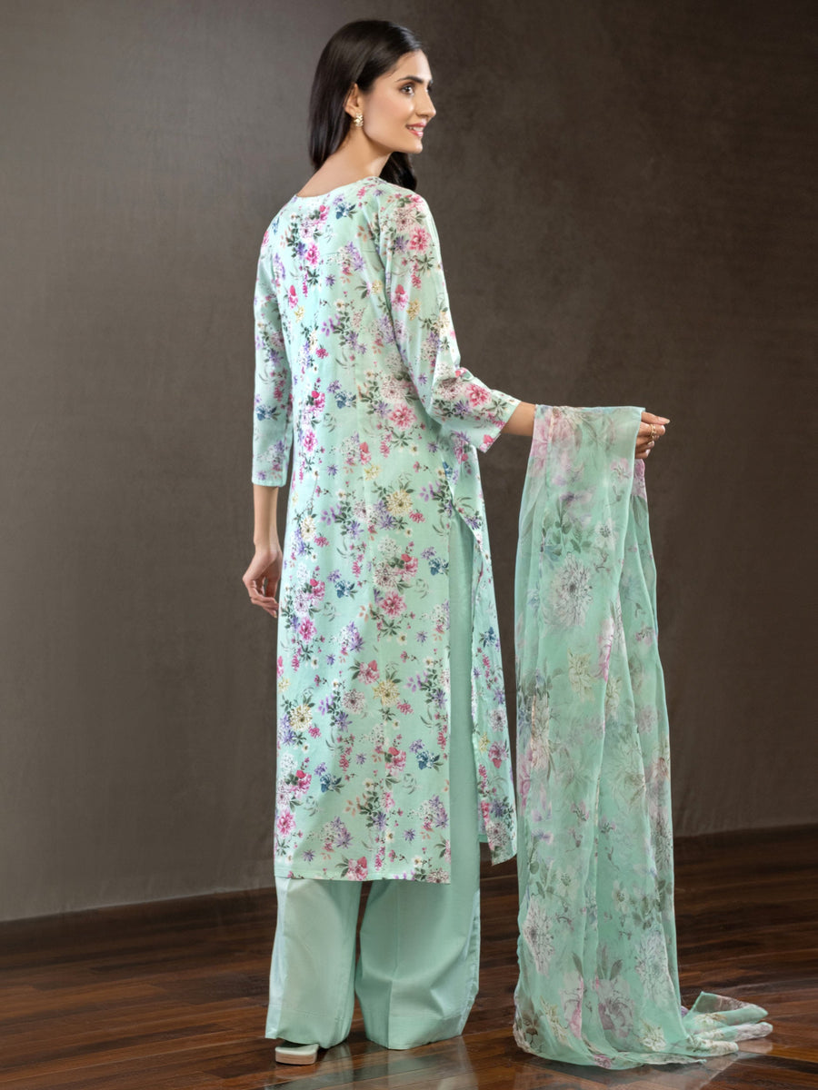 LimeLight Summer Unstitched Printed Lawn 3 Piece Suit U2452 Aqua