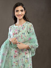 LimeLight Summer Unstitched Printed Lawn 3 Piece Suit U2452 Aqua