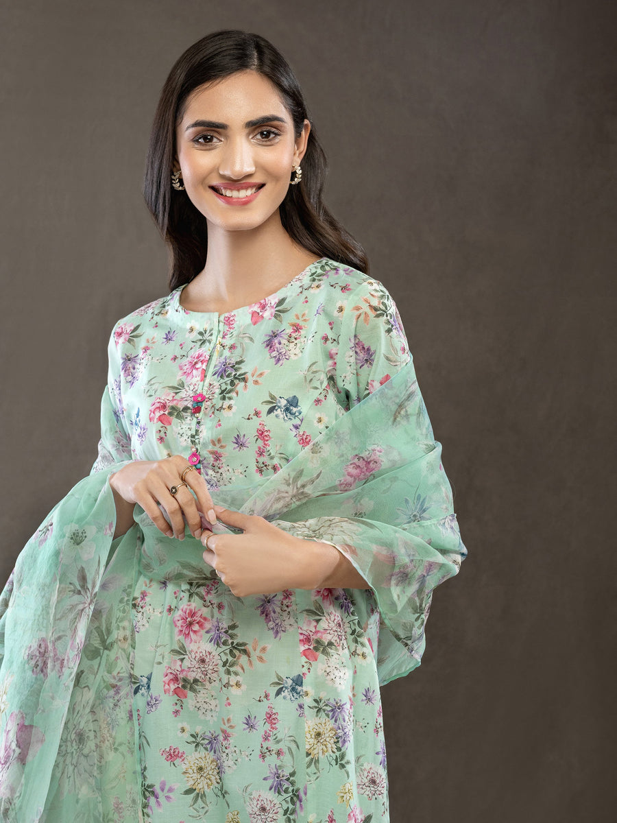 LimeLight Summer Unstitched Printed Lawn 3 Piece Suit U2452 Aqua
