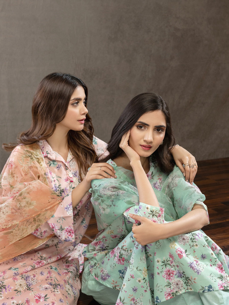 LimeLight Summer Unstitched Printed Lawn 3 Piece Suit U2452 Aqua