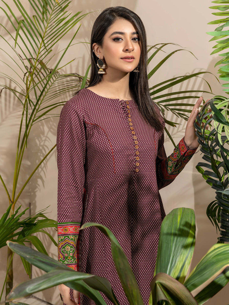 Limelight Winter Unstitched Printed Khaddar Single Shirt U2494 Plum