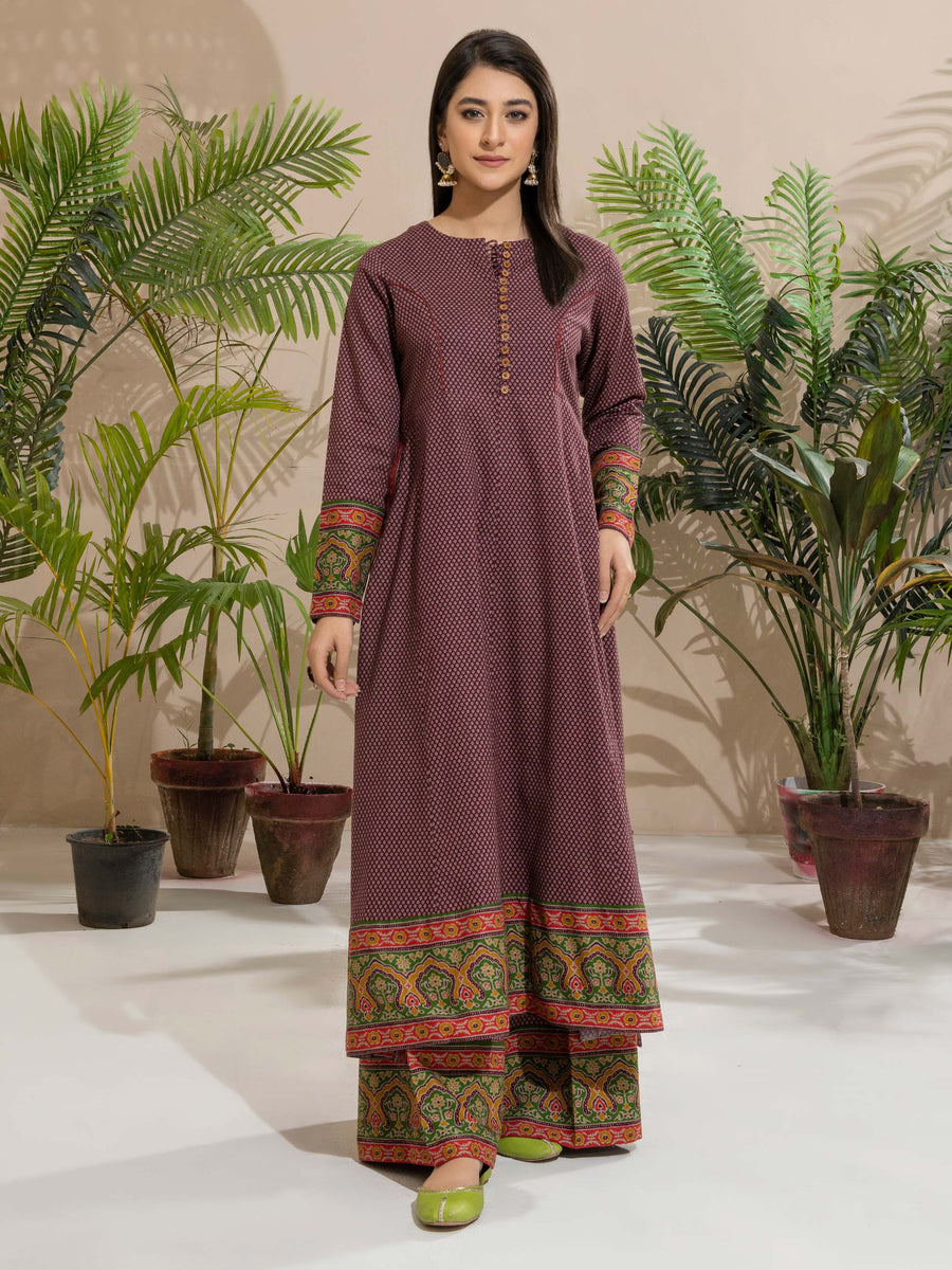 Limelight Winter Unstitched Printed Khaddar Single Shirt U2494 Plum