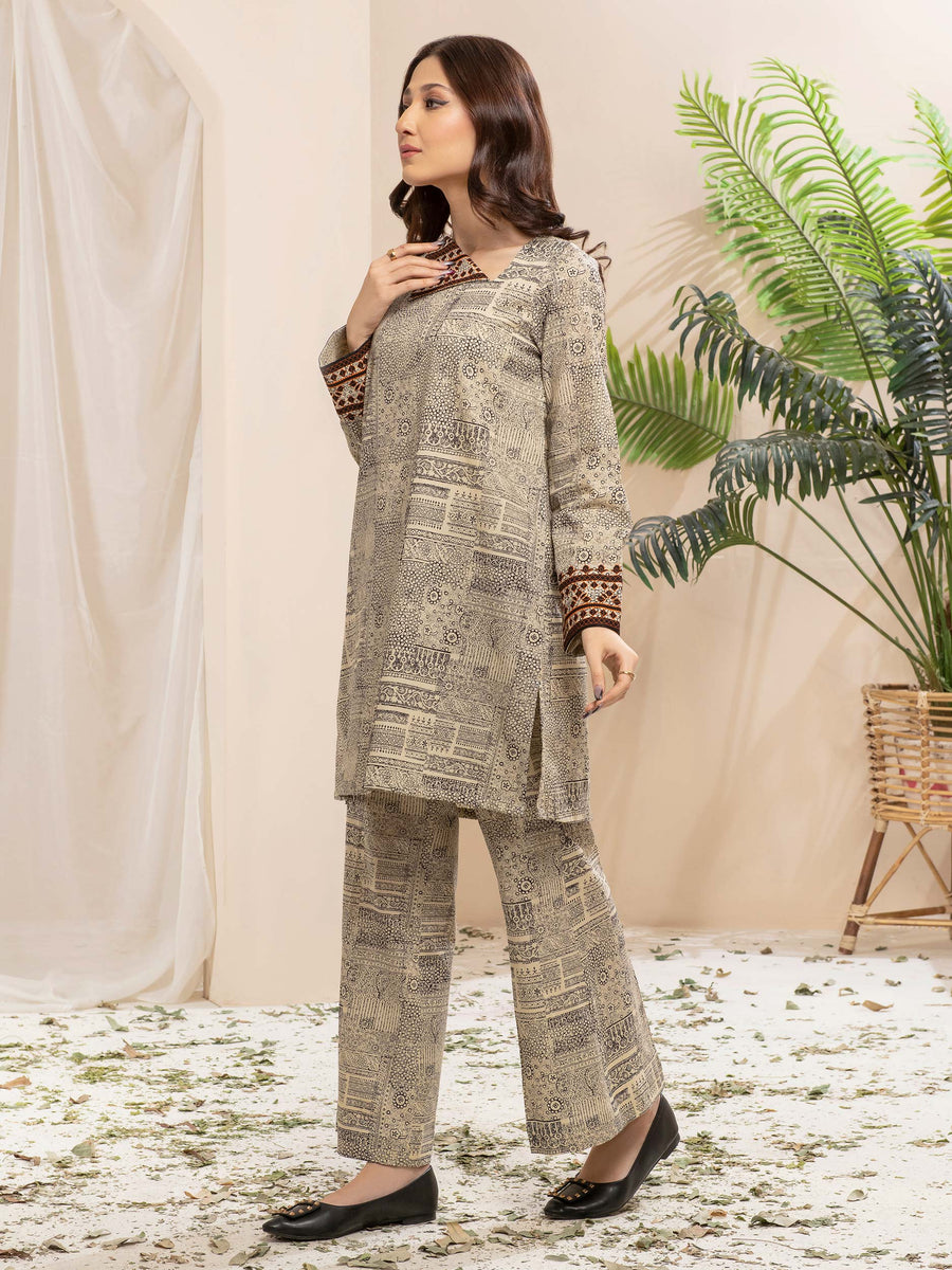 Limelight Winter Unstitched Printed Khaddar Single Shirt U2509 Off White
