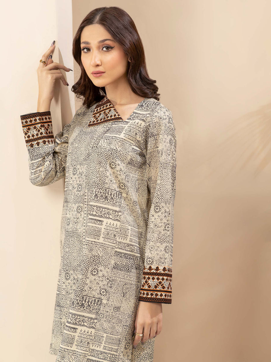 Limelight Winter Unstitched Printed Khaddar Single Shirt U2509 Off White