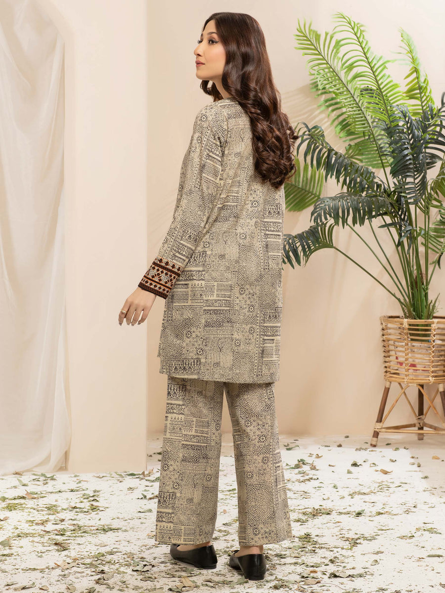 Limelight Winter Unstitched Printed Khaddar Single Shirt U2509 Off White