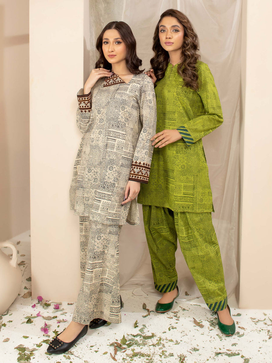Limelight Winter Unstitched Printed Khaddar Single Shirt U2509 Off White
