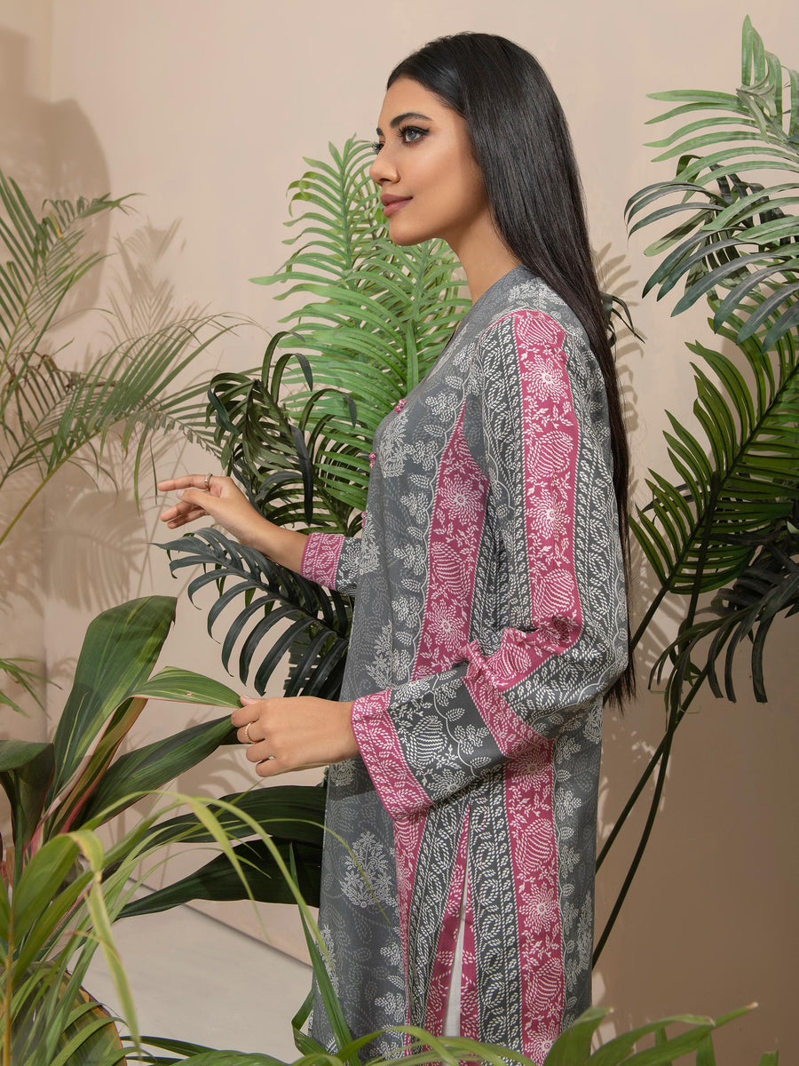 Limelight Winter Unstitched Printed Linen Single Shirt U2527 Grey