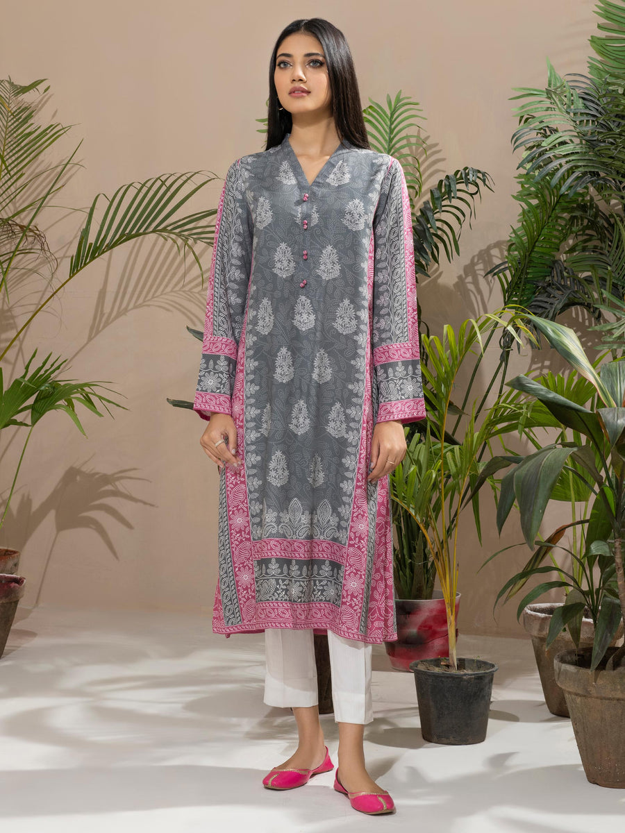 Limelight Winter Unstitched Printed Linen Single Shirt U2527 Grey