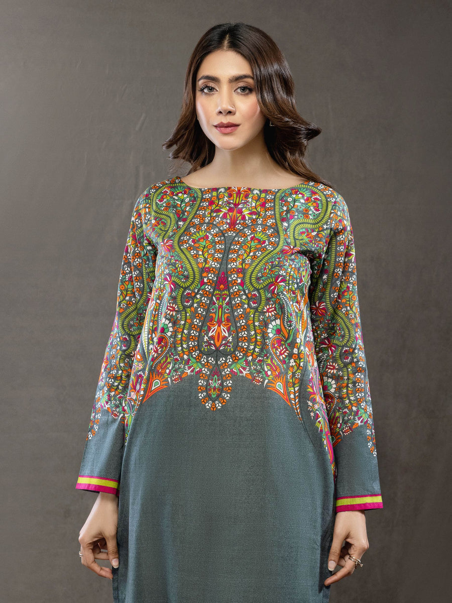 LimeLight Summer Unstitched Printed Lawn 1 Piece Shirt U2550 Grey
