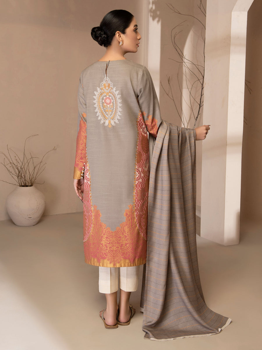 Limelight Winter Unstitched Printed Khaddar 2Pc Suit U2564 Grey