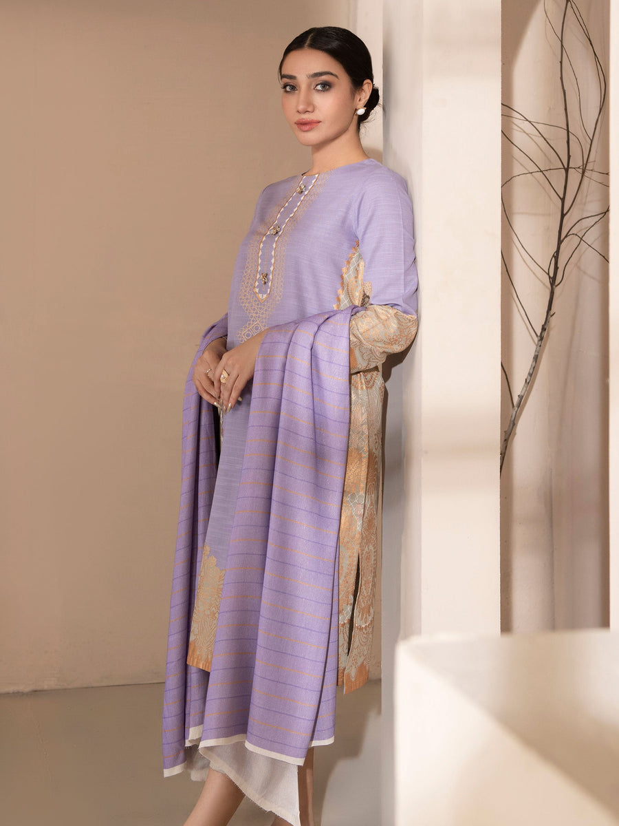 Limelight Winter Unstitched Printed Khaddar 2Pc Suit U2564 Lilac