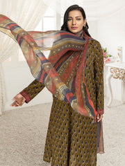 LimeLight Summer Unstitched Printed Lawn 2 Piece Suit U2569 Olive Green