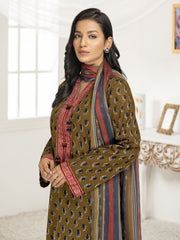 LimeLight Summer Unstitched Printed Lawn 2 Piece Suit U2569 Olive Green