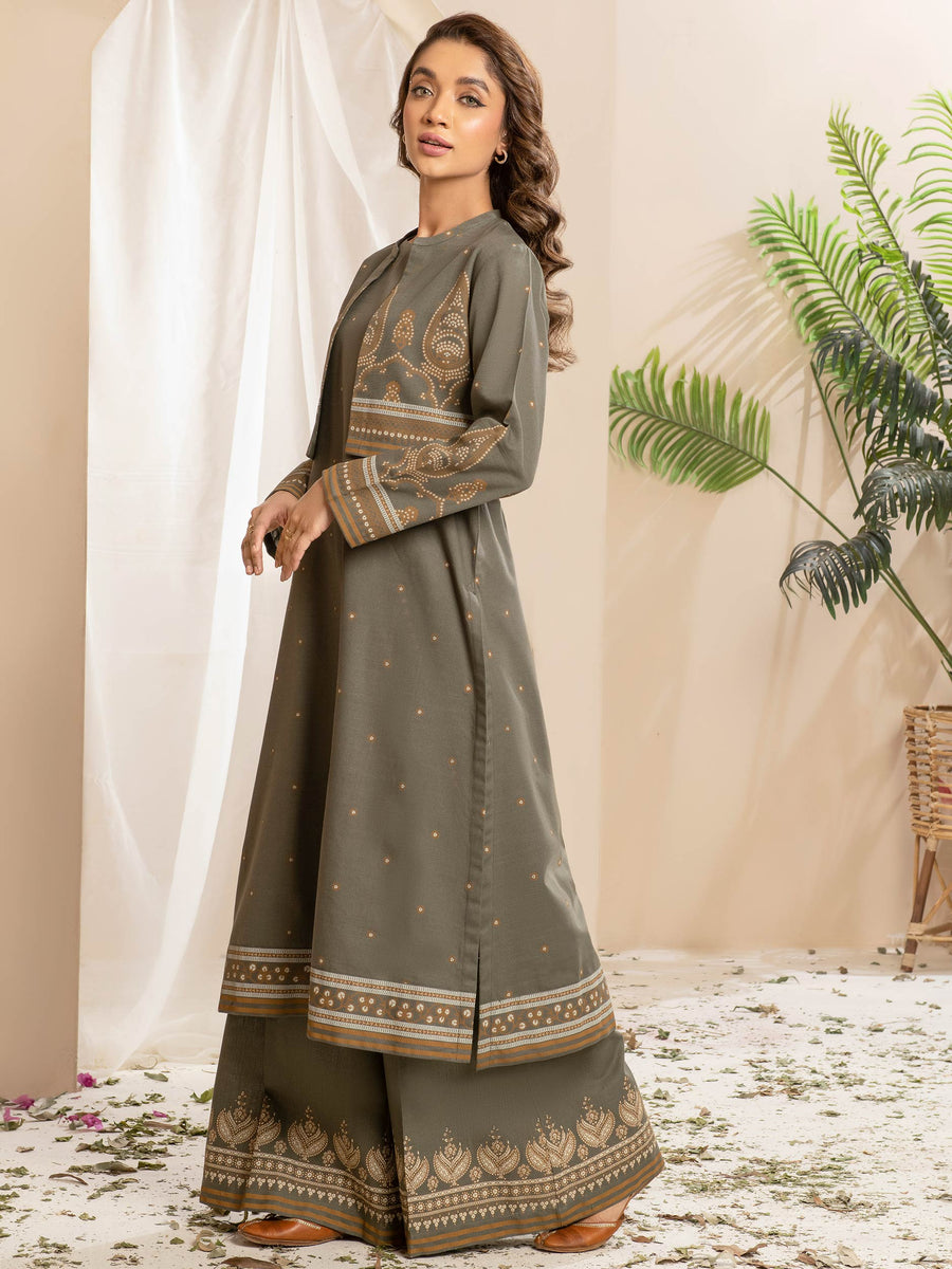 Limelight Winter Unstitched Printed Khaddar 2Pc Suit U2570 Army Green