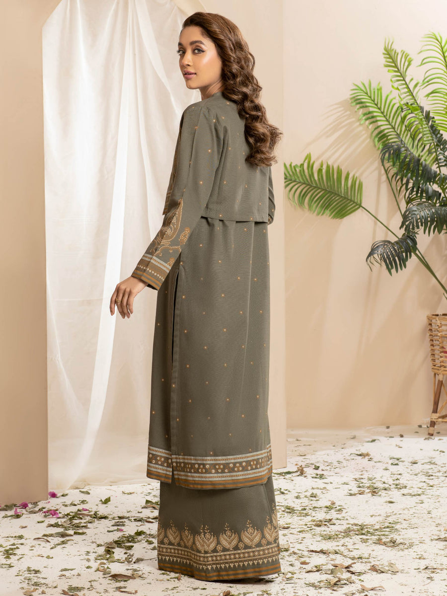 Limelight Winter Unstitched Printed Khaddar 2Pc Suit U2570 Army Green