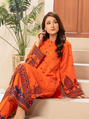 Limelight Winter Unstitched Printed Khaddar 2Pc Suit U2570 Orange