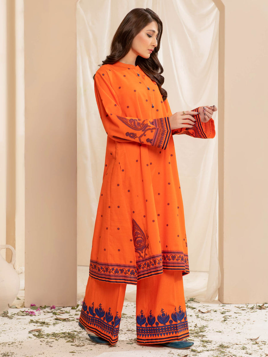 Limelight Winter Unstitched Printed Khaddar 2Pc Suit U2570 Orange