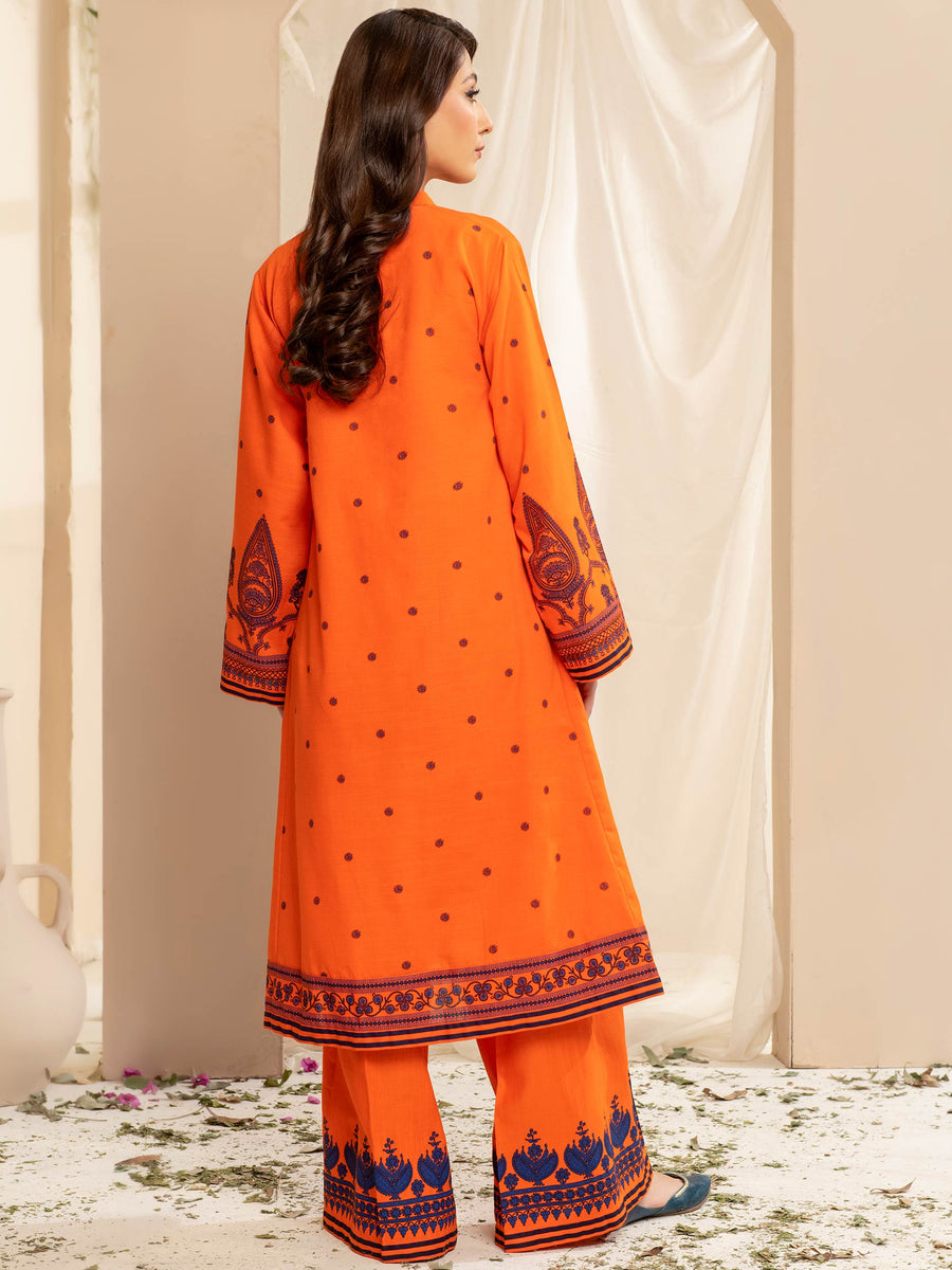 Limelight Winter Unstitched Printed Khaddar 2Pc Suit U2570 Orange