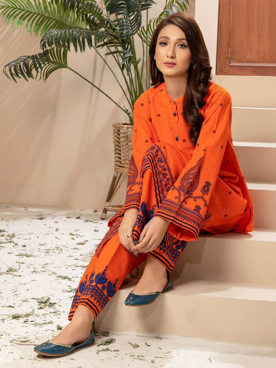 Limelight Winter Unstitched Printed Khaddar 2Pc Suit U2570 Orange