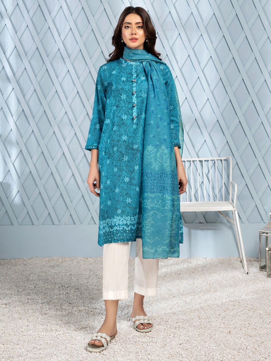 LimeLight Summer Unstitched Printed Lawn 2 Piece Suit U2583 Ferozi