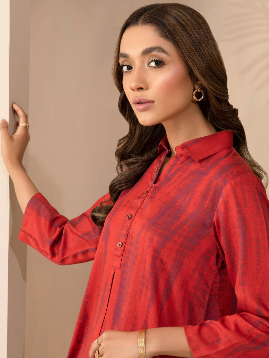 Limelight Winter Unstitched Printed Linen Single Shirt U2593 Rust