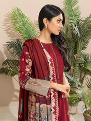 Limelight Winter Unstitched Printed Khaddar 3Pc Suit U2609 Red