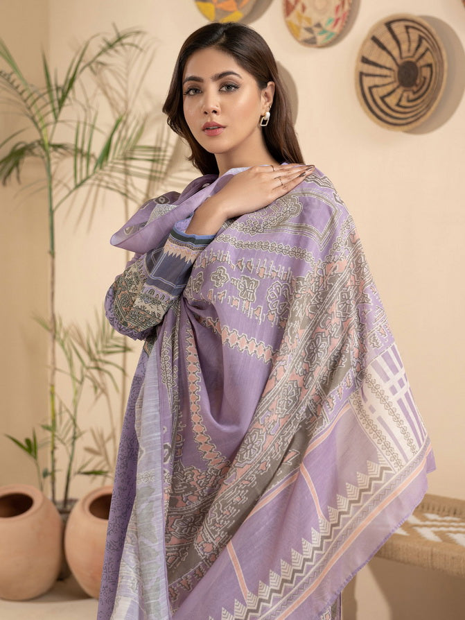 Limelight Summer Unstitched Printed Lawn 3Pc Suit U2625 Purple