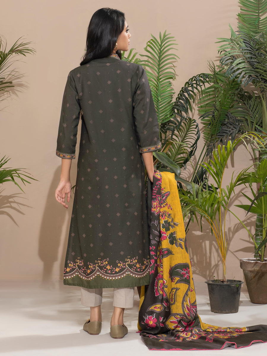 Limelight Winter Unstitched Printed Khaddar 2Pc Suit U2659 Grey