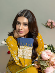 Limelight Winter Unstitched Printed Khaddar 2Pc Suit U2671 Mustard