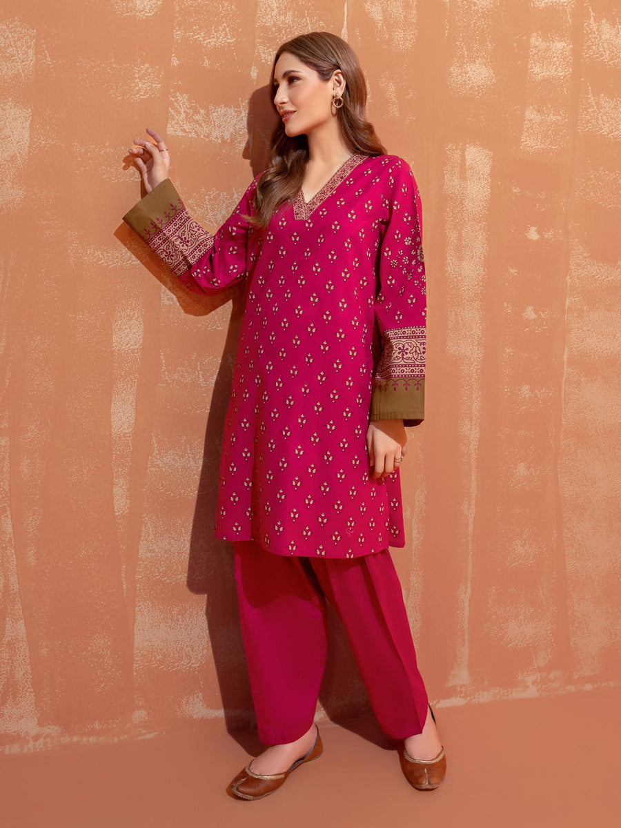 Limelight Winter Unstitched Printed Khaddar 2Pc Suit U2671 Pink