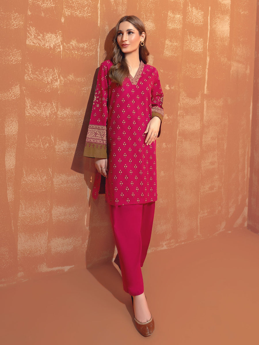 Limelight Winter Unstitched Printed Khaddar 2Pc Suit U2671 Pink