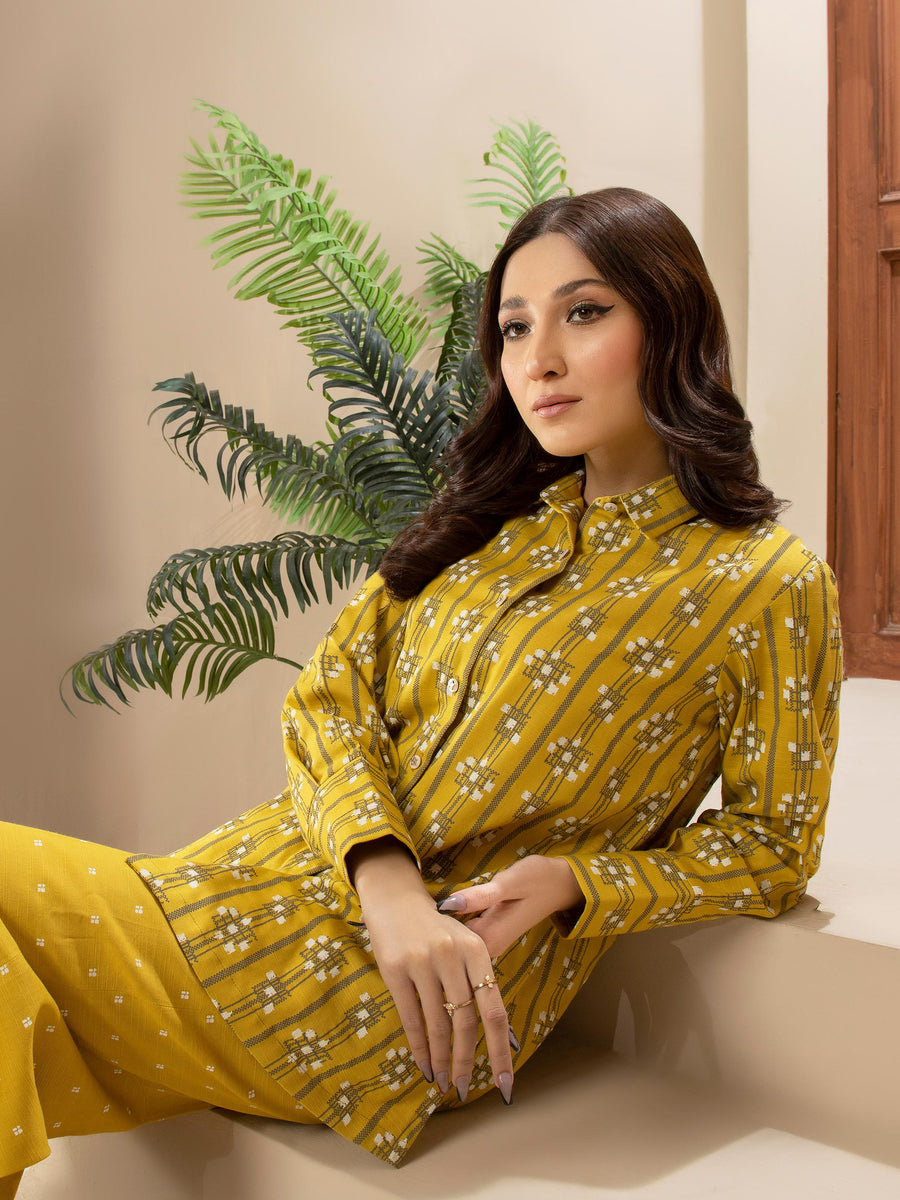 Limelight Winter Unstitched Printed Khaddar 2Pc Suit U2672 Lemon