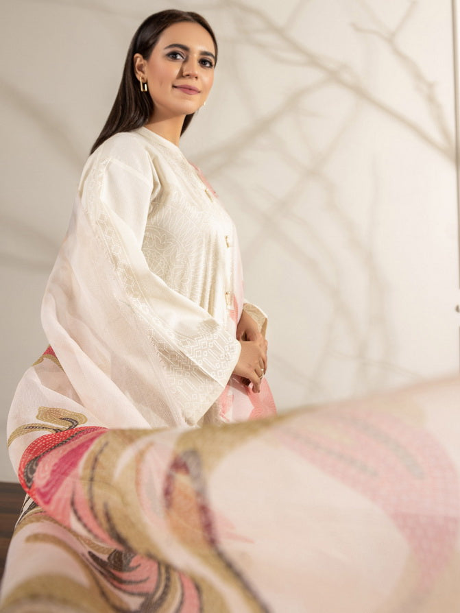 Limelight Summer Unstitched Printed Lawn 3Pc Suit U2770 Off White