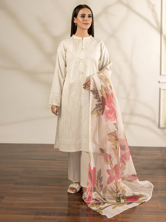 Limelight Summer Unstitched Printed Lawn 3Pc Suit U2770 Off White