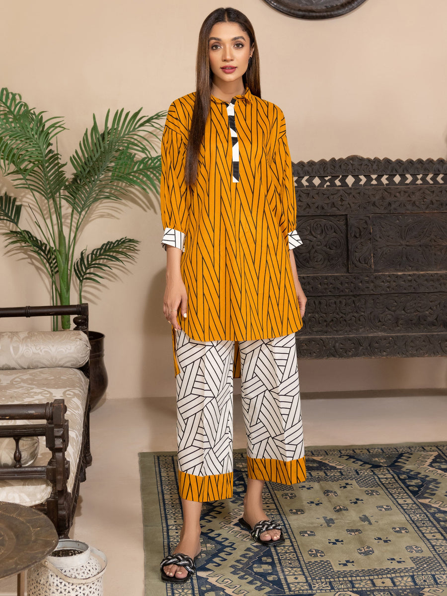 LimeLight Vol-03 Summer Unstitched Printed Lawn 2Pc Suit U2784 Mustard