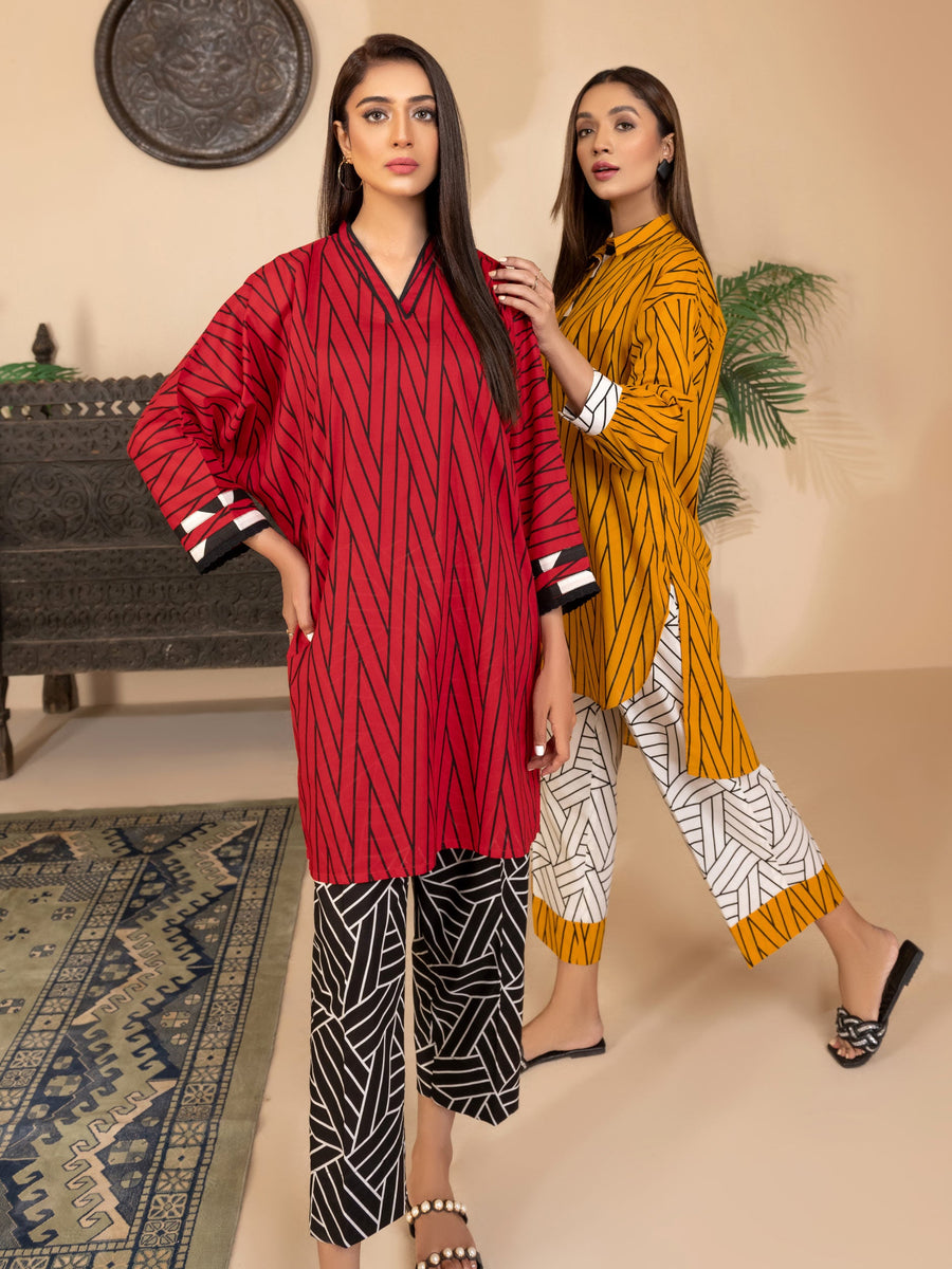 LimeLight Vol-03 Summer Unstitched Printed Lawn 2Pc Suit U2784 Red