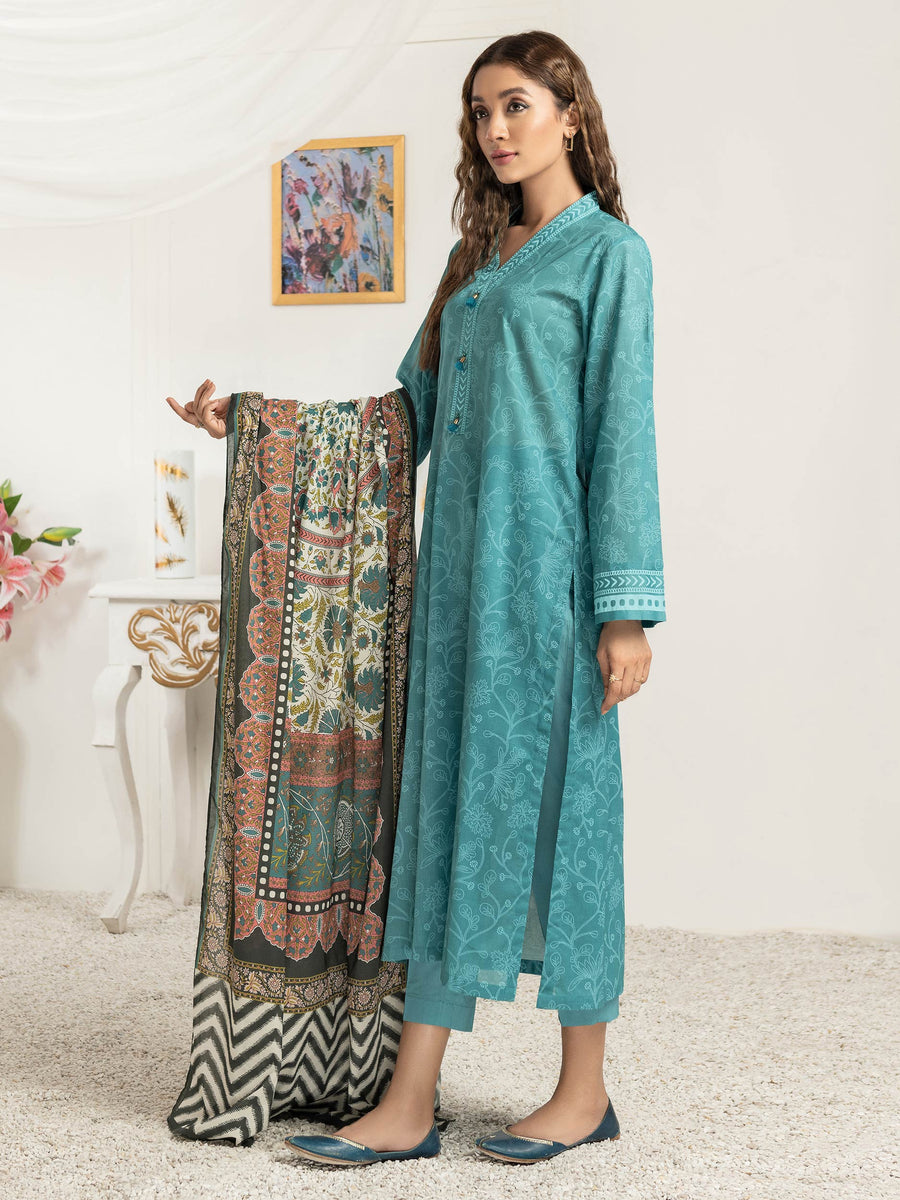 LimeLight Summer Unstitched Printed Lawn 3 Piece Suit U2785 Torquise