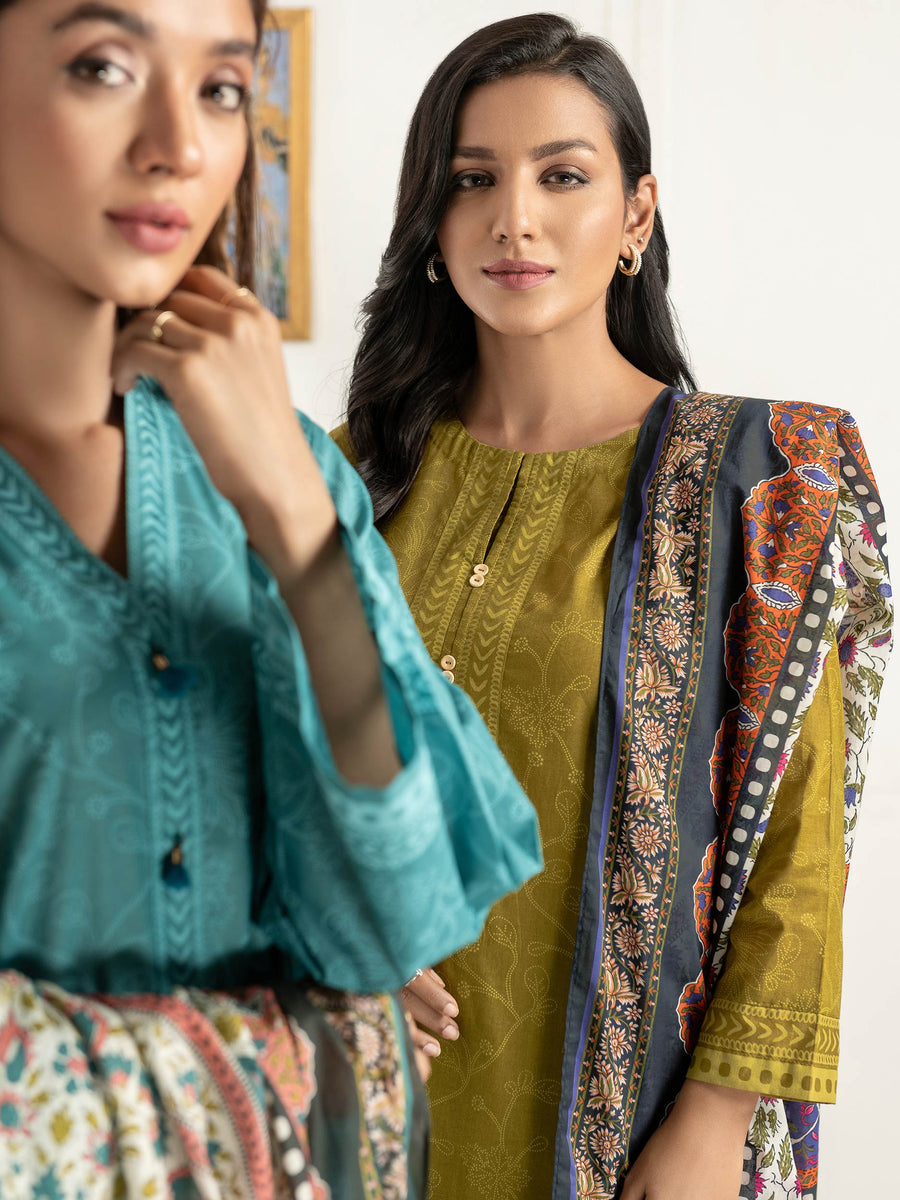 LimeLight Summer Unstitched Printed Lawn 3 Piece Suit U2785 Torquise