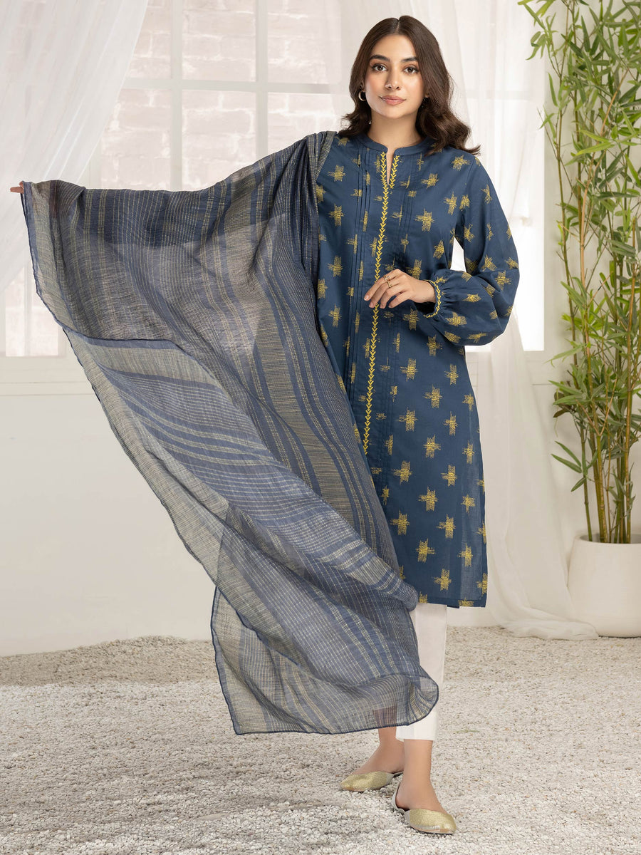 LimeLight Vol-03 Summer Unstitched Printed Lawn 2Pc Suit U2789 Navy Blue
