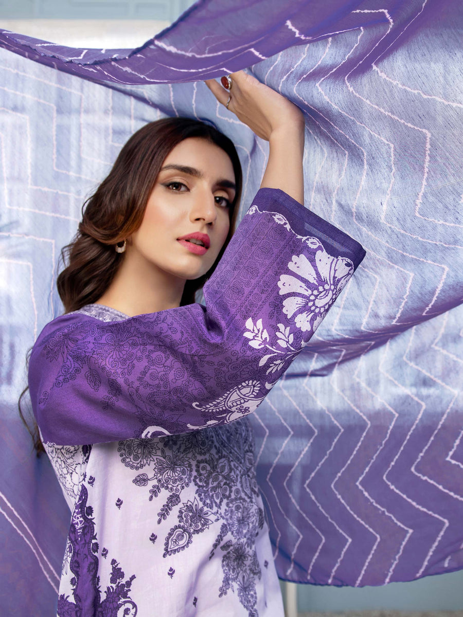 LimeLight Summer Unstitched Printed Lawn 2 Piece Suit U2792 Purple