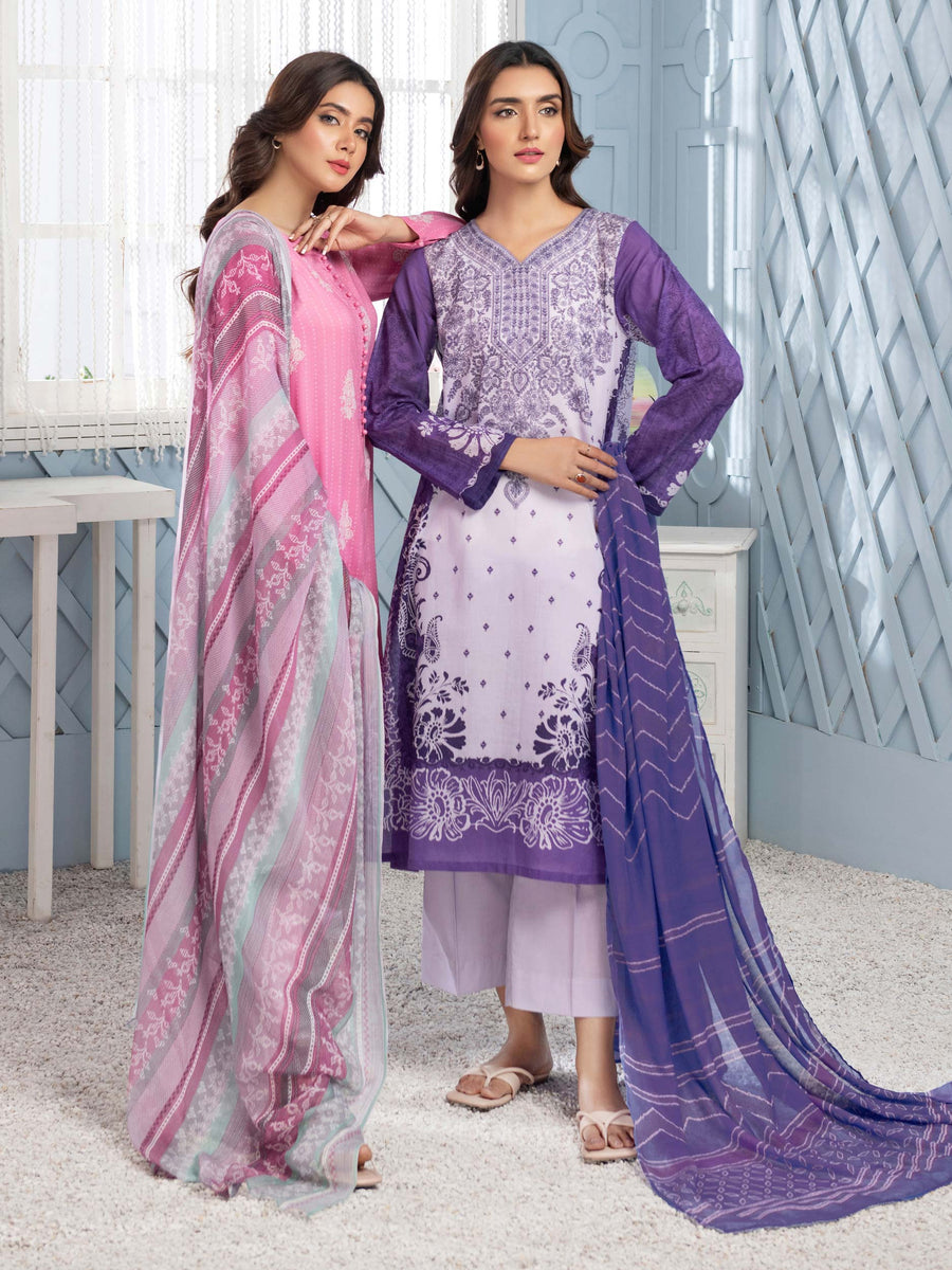 LimeLight Summer Unstitched Printed Lawn 2 Piece Suit U2792 Purple