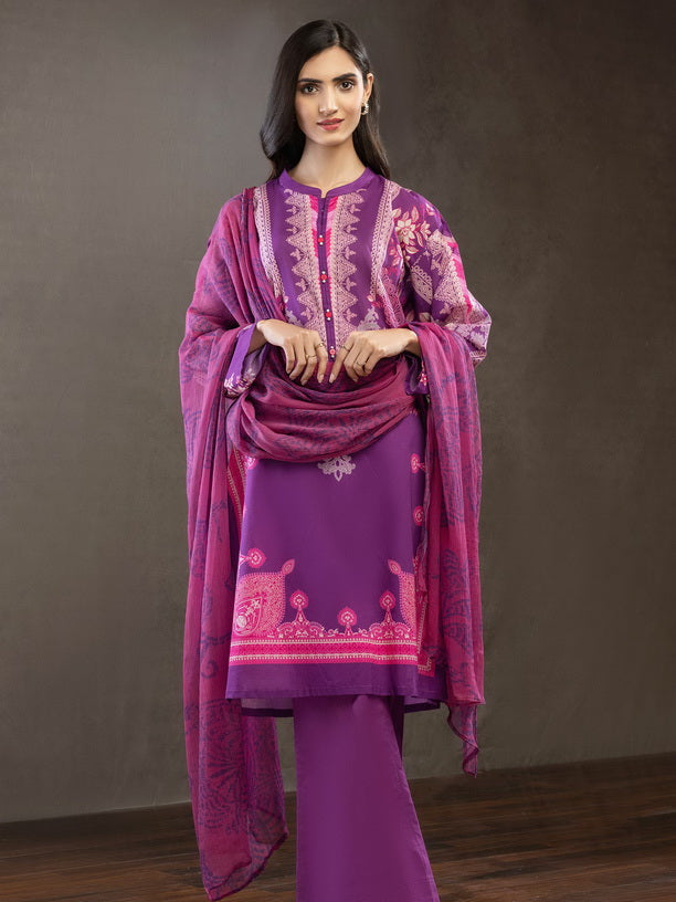 Limelight Summer Unstitched Printed Lawn 2Pc Suit U2799 Purple