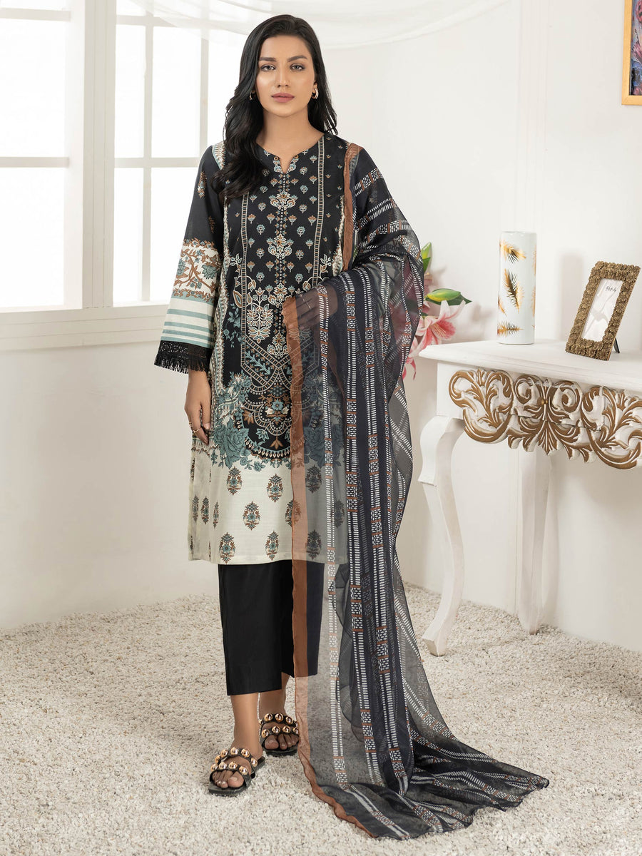 LimeLight Vol-03 Summer Unstitched Printed Lawn 2Pc Suit U2800 Black