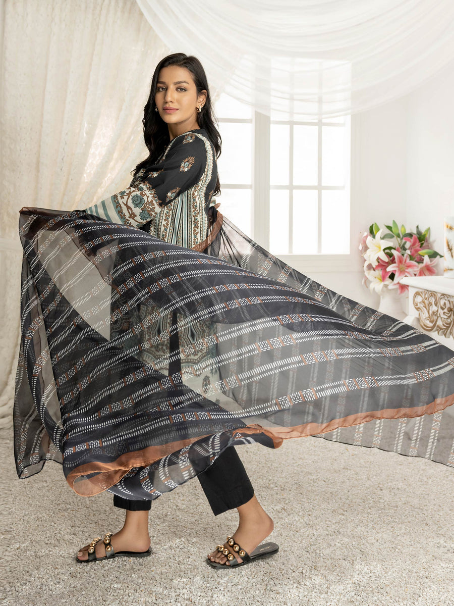 LimeLight Vol-03 Summer Unstitched Printed Lawn 2Pc Suit U2800 Black