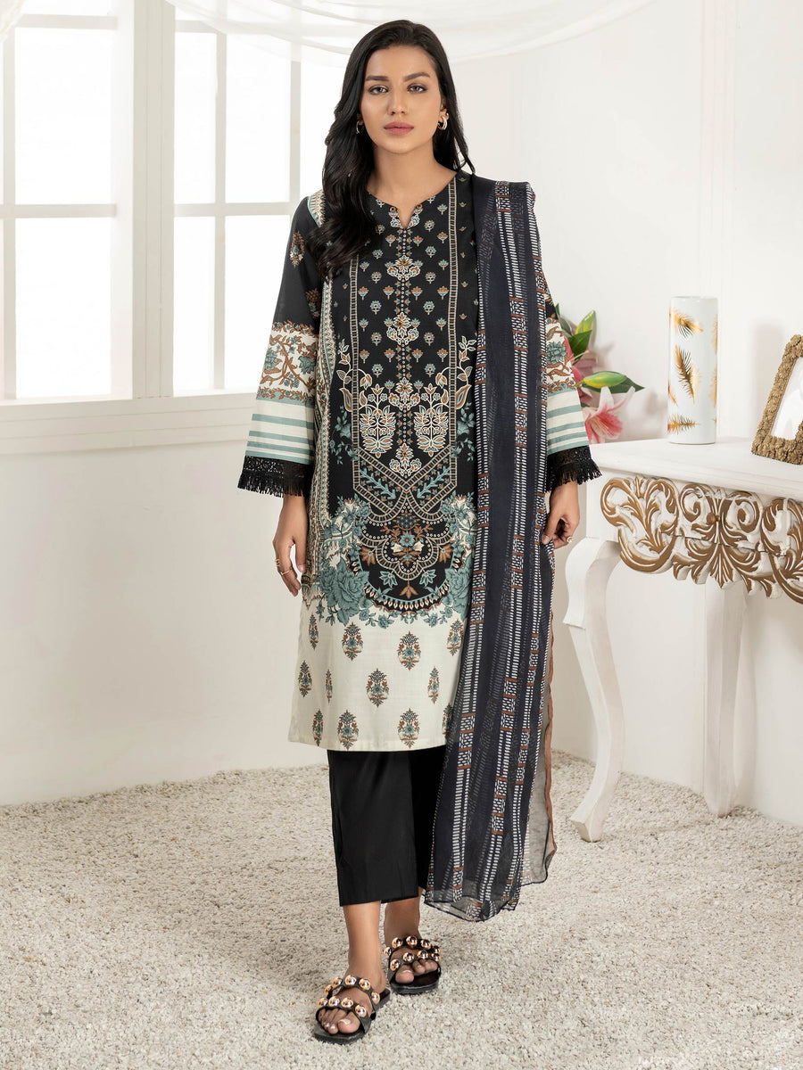LimeLight Vol-03 Summer Unstitched Printed Lawn 2Pc Suit U2800 Black