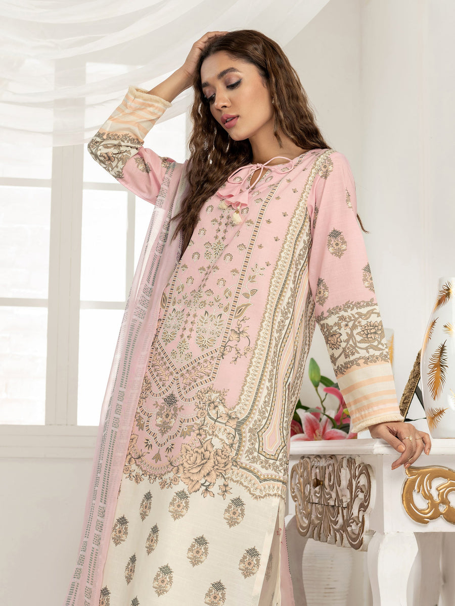 LimeLight Vol-03 Summer Unstitched Printed Lawn 2Pc Suit U2800 Pink