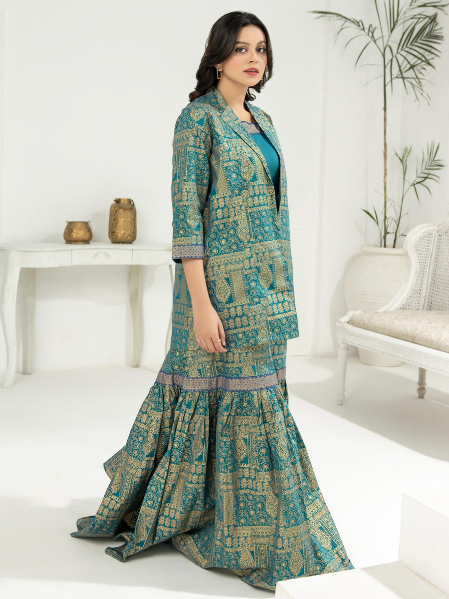 LimeLight Vol-03 Summer Unstitched Printed Lawn 1Pc Shirt U2816 Teal