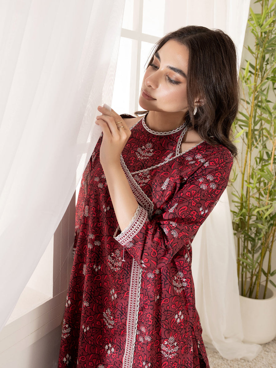 LimeLight Summer Unstitched Printed Lawn 1 Piece Shirt U2820 Red